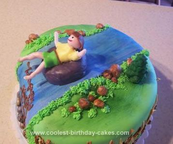 Homemade Birthday River Tubing Cak: This homemade birthday river tubing cake is my first fondant birthday cake, made for a friend of a friend's 50th birthday. I made the fondant (marshmallow Birch Wedding Cakes, River Tubing, Fondant Cakes Birthday, Birch Wedding, 59 Birthday, Tubing River, Birthday Inspiration, Homemade Birthday, 70th Birthday Parties