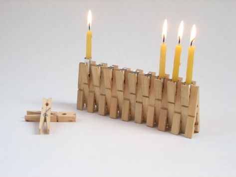 Upcycle Hannukah Menorah, Diy Hanukkah, Jewish Crafts, Hanukkah Crafts, Jewish Celebrations, Chanukah Party, Hanukkah Decorations, Upcycle Repurpose, Hanukkah Menorah