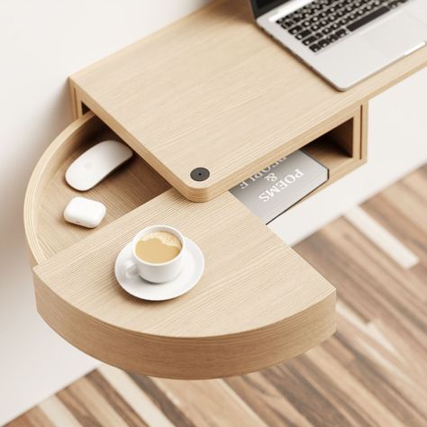 Modern Office Design Inspiration, Under Desk Storage, Wall Mounted Desk, Furniture Details Design, Bureau Design, Small Desk, Wooden Desk, Furniture Details, Desk Design