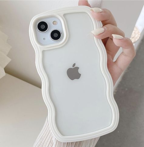 UEEBAI Wave Frame Clear Case for iPhone 13/iPhone 14 Curly Clear Phone Case, Cute Wavy Phone Case for Girl Slim Fit Shockproof Phone Cover Bumper Soft Pretty Case for Women - White Iphone Lens, Minimalist Iphone, Camera Cover, Iphone 10, Curly Waves, Stylish Phone Case, Aesthetic Phone Case, White Iphone, Clear Phone Case