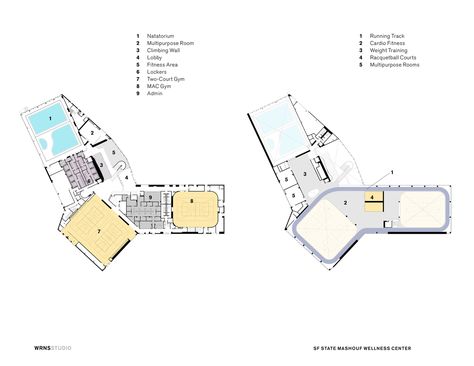 Gallery of Mashouf Wellness Center / WRNS Studio - 13 Sport Centre Design, Sport Center Architecture Concept, Community Center Design, Training Center Design, Cafeteria Plan, Wellness Center Design, Fitness Center Design, Studio Floor Plans, Athletic Center