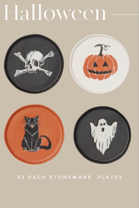 Our favorite Halloween tableware finds. These $3 Halloween themed stoneware appetizer plates are pretty rad! Halloween table | Halloween table setting | Halloween decor #HalloweenDecor #HalloweenHome #HalloweenTablesetting #HalloweenPlates #HalloweenTableware Follow my shop @K.RayCollective on the @shop.LTK app to shop this post and get my exclusive app-only content! #liketkit #LTKHalloween #LTKfindsunder50 #LTKhome @shop.ltk https://liketk.it/4jzen Painting Plates With Acrylic Paint, Boo Bash, Halloween Table Settings, Table Halloween, Halloween Plates, Halloween Dishes, Halloween Tableware, Spooky Party, Halloween Appetizers