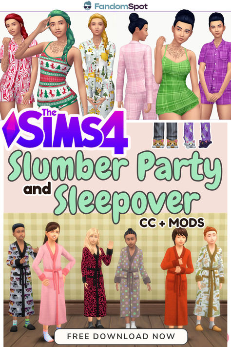 Sims 4 Slumber Party Cc, Sims 4 Slumber Party, Pajama Party Kids, Los Sims 4 Mods, Party Sleepover, Sims 4 Cas Mods, Girl Sleepover, Sims 4 Children, Best Sims