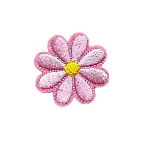 Flower Patches Embroidery, Embroidery Patches Designs, Daisy Sewing, Patches Aesthetic, Pink Stickers, Patch Sticker, Daisy Embroidery, Pink Patch, Sticker Flower