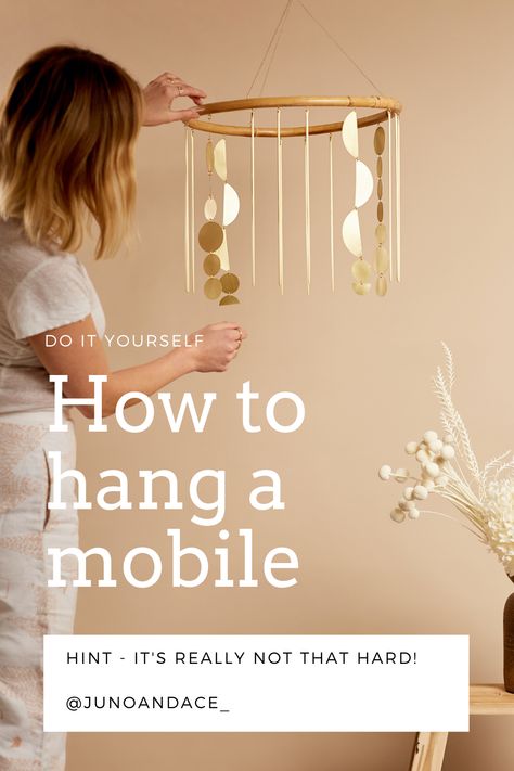 Mobile Above Crib, How To Hang Mobile From Ceiling, Mobile Over Crib, Crib With Mobile, Hanging Mobile From Ceiling, How To Hang A Mobile, Nursery Mobile Hanging From Ceiling, Mobile Hanging Ideas, Mobiles Diy Hanging