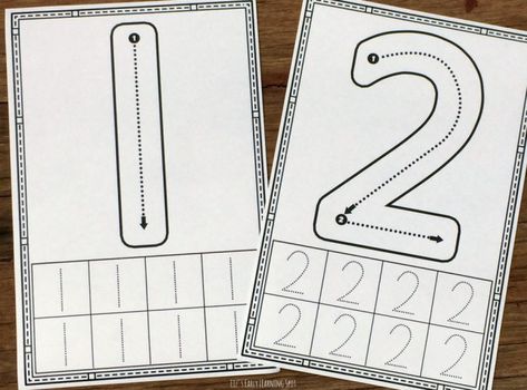 Practice correct number formation with these free tracing cards! Number Writing Practice, Number Names, Number Writing, Number Formation, Preschool Letter, Maths Games, 10 Number, Prek Math, Numbers Kindergarten