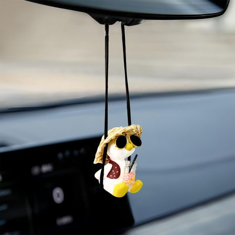 PRICES MAY VARY. Car pendants are a kind of decorative culture, with some blessings and ornamental features, reflecting the personality and aesthetics of the car owner, and coordinating with the interior decoration. Brand new design, when the car is running, the duck pendant will shake gently, just like swinging. Cute, exquisite workmanship, stylish and beautiful, it is a good choice to decorate cars and houses. Material: Made of high-quality resin. Non toxic to children and adults. Small and cu Fall Car Decorations Interior, Decorated Car Interior, Cars And Houses, Duck Pendant, Car Mirror Hanging Accessories, Clay Kawaii, Car Mirror Hanging, Car Accessories For Guys, Duck Decor