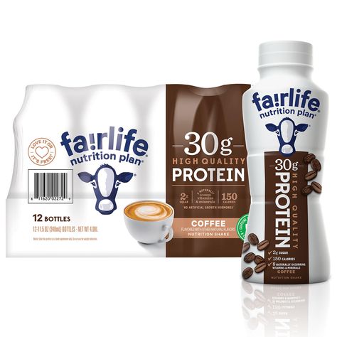 At fairlife, we are driven by a simple belief: we can always make the world better. We offer the health and nourishment people need by designing our products around the wholesome simplicity of real dairy cow’s milk. fairlife Nutrition Plan Coffee nutrition shakes are a light-tasting and smooth, protein-packed addition to your everyday wellness routines. With 30g of high-quality protein, 2g of sugar, 150 calories and eight naturally occurring vitamins and minerals, fairlife Nutrition Plan nutriti Protein Shake Coffee, 30 G Protein, Yummy Protein Shakes, 30g Protein, Nutritional Snacks, Shake Diet, Premier Protein, Nutrition Drinks, Nutrition Plan