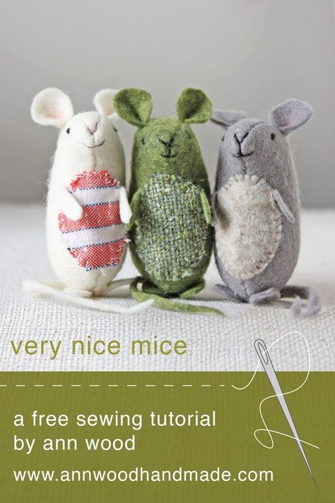 Stuffed Mice, Ann Wood, Ge Bort, Sewing Tutorials Free, Beginner Sewing Projects Easy, Leftover Fabric, Sewing Toys, Sewing Projects For Beginners, Love Sewing