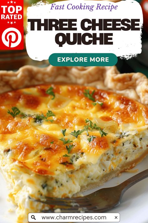 How to Make Three Cheese Quiche Four Cheese Quiche, Cream Cheese Quiche Recipes, Quiche Recipes Cheese, Cheese Quiche Recipes Easy, 3 Cheese Quiche, Cheese Quiche Recipes, Cream Cheese Quiche, Three Cheese Quiche, Basic Quiche Recipe