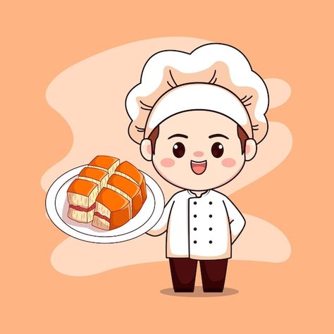 Male Chef Character Design, Finger Cartoon, Pink Apron, Chef Wear, Vector Character Design, Female Chef, Happy Cartoon, Hijab Cartoon, Chibi Characters