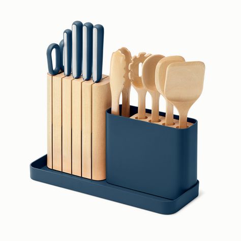 Caraway Home 14 Piece Knife & Utensil Set | The Container Store Cookware Set Best, Wooden Utensils Set, Ceramic Bakeware Set, Wooden Cooking Utensils, Ceramic Cookware Set, Ceramic Bakeware, Wooden Kitchen Utensils, Ceramic Cookware, Wooden Spatula