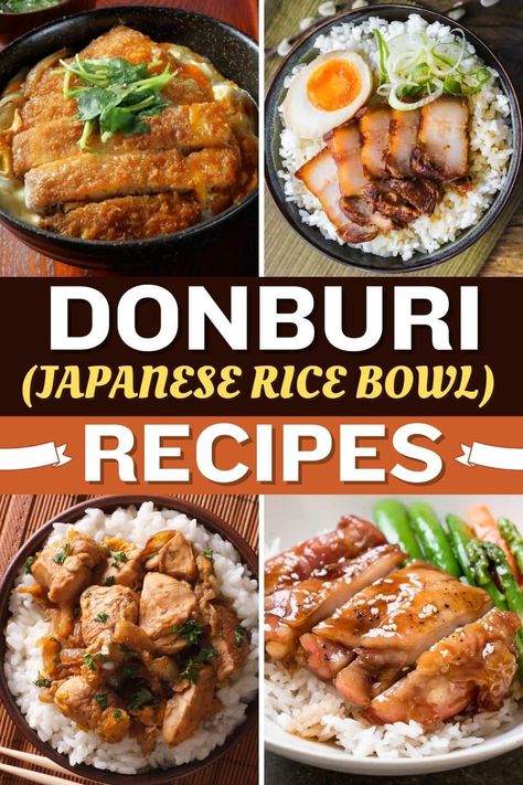 Grab your chopsticks and enjoy one of these Donburi (Japanese rice bowl) recipes! From poke to chicken teriyaki, these recipes are easy, filling, & delicious. Japanese Chicken Bowl, Donburi Bowl Chicken, Karaage Chicken Rice Bowl, Best Japanese Recipes, Japanese Bowls Recipe, Healthy Japanese Recipes Clean Eating, Japanese Main Course, Japanese Dishes Recipes, Japanese Recipes Traditional