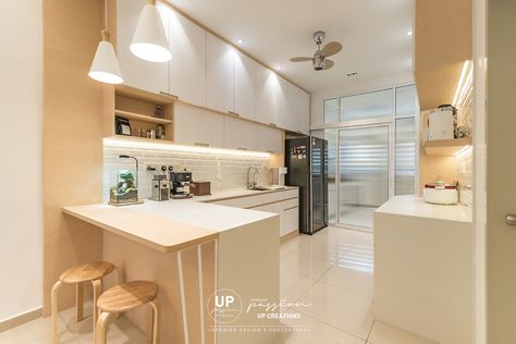 UP Creations PLT | Architectural & Interior Design @ Malaysia: ID for Penduline Rimbayu Residence | Malaysia Kitchen Ideas Malaysia, Muji Kitchen, Wet Kitchen, Terrace Interior, Muji Home, Muji Style, Condo Interior Design, Kitchen Layout Plans, Condo Interior