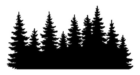 Vector fir trees silhouette coniferous s... | Premium Vector #Freepik #vector #pine-forest #forest-silhouette #forest-trees #scenery Woodcut Landscape, Tree Silhouette Tattoo, Pine Tree Drawing, Svg Projects, Horizontal Background, Trees Silhouette, Landscape Silhouette, Pine Tree Painting, Christmas Tree Silhouette