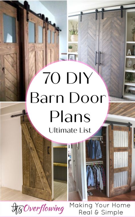 These ultimate free list of 70 DIY barn door ideas and plans will help you decide about the door you want in your home. #door #diyprojects #diycrafts #diyideas #woodworkingprojects #diy Diy Door Ideas, Diy Barn Door Plans, Bicycle Wheel Wreath, Barn Door Baby Gate, Barn Door Projects, Door Plans, Wheel Wreath, Making Barn Doors, Pallet Barn