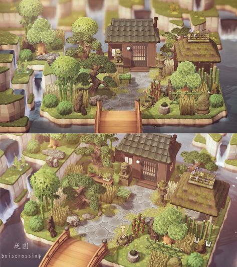 Asian Island Animal Crossing, Acnh Entrance Designs Japanese, Japanese Core Island Acnh, Japanese Core Acnh, Acnh Japanese Neighborhood Ideas, Animal Crossing Japanese Entrance, Acnh Japanese Entrance, Asian Entrance, Zen Garden Animal Crossing