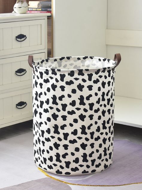 Black and White    Cloth Graphic Cloth Laundry Hampers Embellished   Storage & Organization Cow Nursery, Pattern Storage, Western Bedroom Decor, Western Rooms, Teen Stuff, Laundry Basket Organization, Math Charts, Cow Decor, White Cow