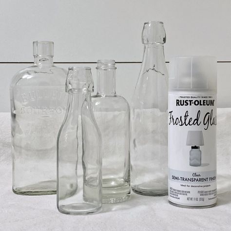 Upcycle Glass Bottles, Frosted Glass Diy, Frosted Glass Spray Paint, Repurpose Glass Jars, Glass Spray Paint, Frosted Glass Spray, Frosted Mason Jars, Thanksgiving 2023, Christmas Arts