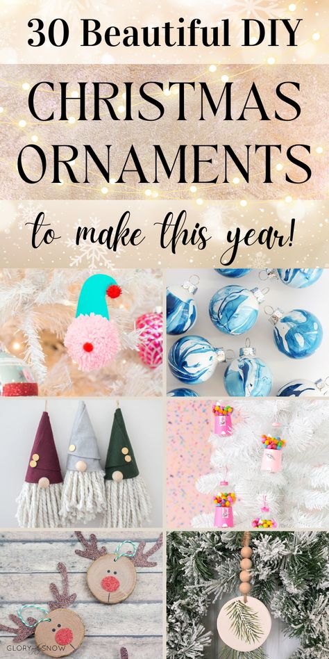 Get creative and personalize your tree with these easy DIY Christmas ornaments. I have gathered 30 tutorials for the most beautiful homemade Christmas ornaments you will ever find! DIY Christmas decorations, DIY Christmas decor, Christmas crafts, handmade Christmas decorations, handmade Christmas ornaments, rustic DIY Christmas ornaments, elegant DIY Christmas ornaments, wooden DIY Christmas ornaments, farmhouse DIY Christmas ornaments, DIY kid-friendly Christmas ornaments Diy Xmas Ornaments, Christmas Decorations Handmade, Easy Diy Christmas Ornaments, Homemade Christmas Ornaments, Inexpensive Christmas Gifts, Diy Christmas Ornaments Easy, Handmade Christmas Decorations, Decorating Style, Easy Christmas Diy