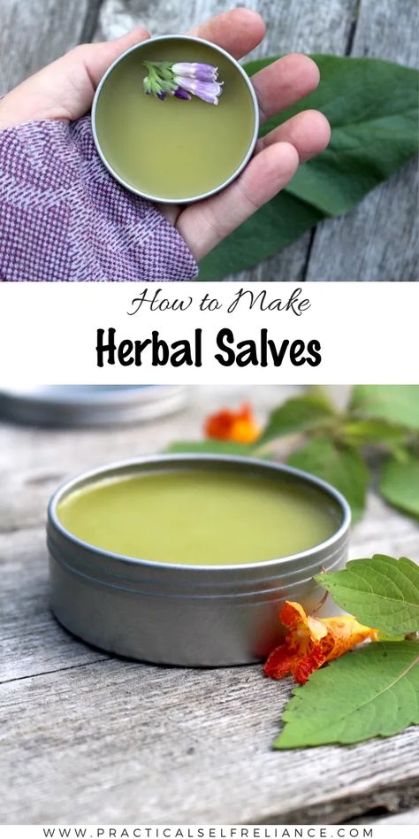 How to Make a Herbal Healing Salve Homemade Salve Recipes, Herbal Salve Recipes, Comfrey Salve, Healing Salve Recipe, Homemade Salve, Healing Salve, Herbal Remedies Recipes, Salve Recipes, Herbal Salves