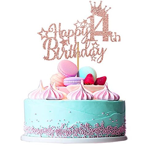 Ufocusmi 14th Birthday Decorations for Girls, Glitter Rose Gold Happy 14th Birthday Cake Topper, 5.9x4.75 inch Ufocusmi Rose Gold Cake Topper, 21st Birthday Cake Toppers, 60th Birthday Cake Toppers, Birthday Decorations For Women, 12th Birthday Cake, 50th Birthday Cake Toppers, 14th Birthday Cakes, Happy 11th Birthday, Happy 12th Birthday