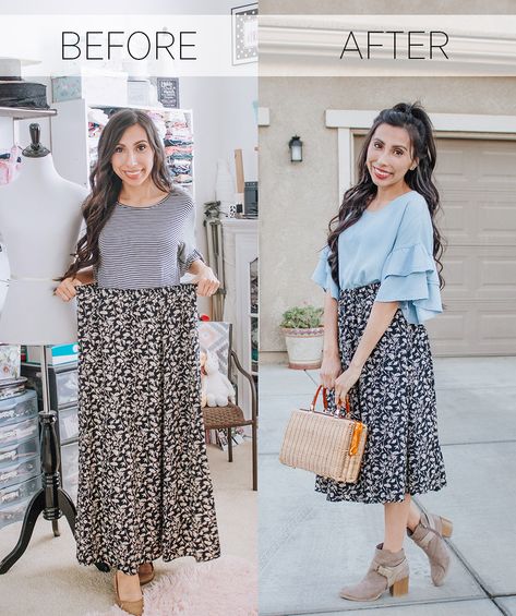 Sew Much Love, Mary: How to Add Sleeves to a Sleeveless Top (or Dress!) Sewing Clothes Refashion, Skirt Refashion, Big Skirt, Original Hem, Big Skirts, Add Sleeves, How To Make Skirt, Her Cut, Distressed Denim Jacket