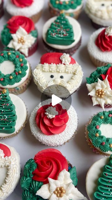 Jenna Badu-Antwi on Instagram: "Festive cupcakes for a Santa Brunch!" Santa Cupcakes, Cupcake Tutorial, Holiday Sprinkles, Holiday Cupcakes, Cake Artist, Piping Tips, Christmas Cupcakes, Cupcake Cake, Cupcakes Decoration