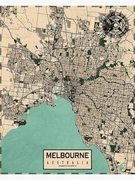 "Melbourne City Map of Australia - Vintage" Poster by deMAP | Redbubble Photo Gallery Wall Layout, Melbourne Map, Map Of Australia, Australian Maps, Australia Vintage, City Map Wall Art, Gallery Wall Layout, Melbourne City, Photo Wall Gallery