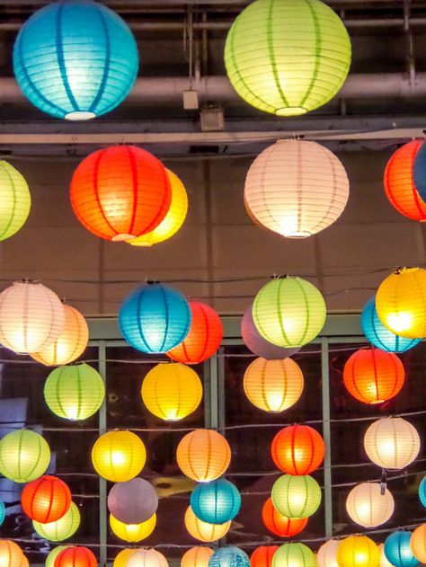 Multicolor  Collar  Paper  Paper Lanterns Embellished   Event & Party Supplies Colorful Paper Lanterns, Colorful Event Decor, Garden Festival Party Ideas, Bohemian Decor Party, Mexican Lanterns, Brazil Decorations, Outdoor Party Setup, Paper Lanterns Diy Hanging, Paper Lanterns Decorations