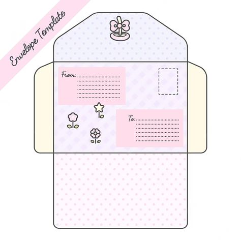 Cute Box Paper Craft, Cute Envelopes Template, Amplop Surat Aesthetic Template, Envolpes Template, Paper Envelope Template, Cute Paper Envelopes, Kpop Envelope Template, Envelope Patterns Templates, Diy Crafts Printables