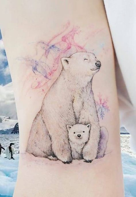 Mom Bear Tattoo, Momma Bear Tattoo, Baby Bear Tattoo, Polar Bear Tattoo, Bear Tattoo Designs, Bear Tattoos, Meaningful Tattoos For Women, Tattoo For Son, Mother Tattoos