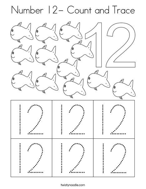 Number 12- Count and Trace Coloring Page - Twisty Noodle Preschool Number 12 Worksheet, Number 12 Worksheet Kindergarten, Count And Trace Number Worksheets, Numbers Coloring Pages 11-20, Number 12 Tracing Worksheets, Number 12 Crafts Preschool, Number 12 Activities Preschool, 12 Worksheets For Preschool, Number 12 Worksheets For Preschool