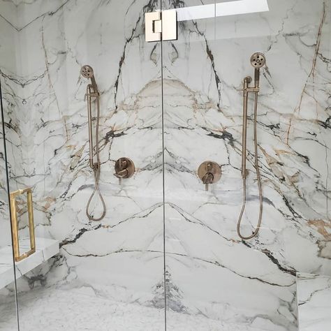 Shower: Calacatta Luxe Sintered Stone - Marble Trend | Marble, Granite, Tiles | Toronto | Ontario : Marble Trend | Marble, Granite, Tiles | Toronto | Ontario Neolith Calcutta Luxe, Marble Slab Bathroom, Neolith Calacatta Luxe, Calacatta Luxe, Neolith Calacatta, Grey Marble Bathroom, Luxe Kitchen, Purple Veins, Granite Tiles