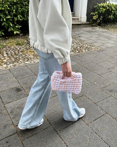 THE MINI 🧶 Available now on my Etsy store 🛒 link in bio ❤️ Love this colour way light pink & white😍 super summery and great to style with any outfit ☀️ #outfitoftheday #ootd #summeroutfits #crochet #crochetbags #crochetgiftideas #crochetgifts #giftideas #outfitaccessories #accessories Marshmallow Delight, Yarn Crochet Bag, Crochet Shoulder Bags, Yarn Bag, Recycled T Shirts, Medium Handbags, Pink Accessories, Crochet Tote Bag, Mini Handbag