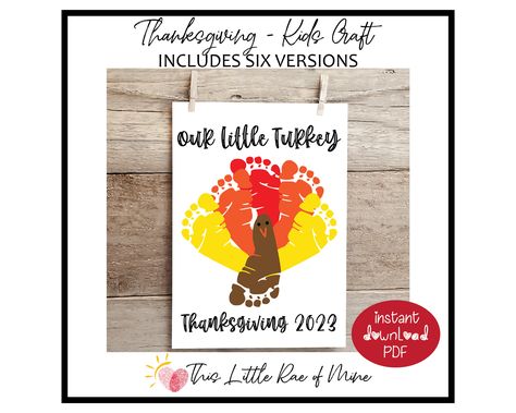 Turkey Craft For Infants, Baby Footprint Art Thanksgiving, Footprint Turkey Craft, Thanksgiving Projects For Infants, Thanksgiving Art For Infants, November Crafts For Infants, Infant Thanksgiving Crafts, Turkey Footprint Craft, Thanksgiving Crafts For Infants