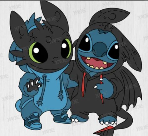 Drawing Of Cartoons, Stitch And Toothless Wallpaper, Wallpapers Best Friends, Stitch Fanart, Stitch And Toothless, Disney Stitch Tattoo, Toothless And Stitch, Dragon Tattoo Ideas, Lilo And Stitch Characters