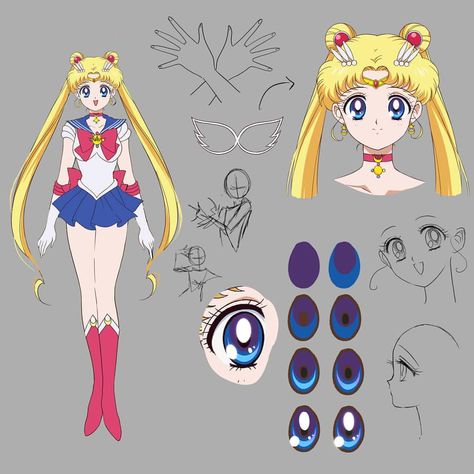 How To Draw Sailor Moon, All Sailor Moon Characters, Sailor Moon Reference, Sailor Moon Drawing, Sailor Moon 90s, Sailor Moon Design, Anime Crystal, Sailor Moon Characters, Sailor Moon Hair