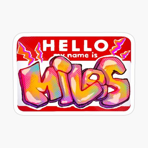 Miles Morales graffiti sticker by Redbubble. Add some flair to your laptop, water bottle or car with this unique design. #milesmorales #graffiti . #Graffiti_Typography_Design #Miles_Morales_Graffiti_Stickers #Miles_Notebook #Spider_Verse_Graffiti Miles Morales Graffiti Stickers, Miles Morales Tag, Miles Notebook, Miles Graffiti, Graffiti Stickers Ideas, Miles Morales Graffiti, Name Design Art, Images Pop Art, Sticker Drawing