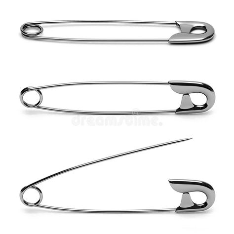 Silver Safety Pin, Safety Pin Drawing, Object Tattoos, Safety Pin Tattoo, Pin Png, Saftey Pin, Silver Objects, Metal Drawing, Structural Drawing