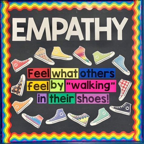 Empathy Board Ideas, Positivity Project Bulletin Board, Empathy Bulletin Boards For School, Middle School Bulletin Board Ideas Inspiration, Bulletin Board Ideas For Middle School Hallways, Cooperation Bulletin Board, Mindful Bulletin Board Ideas, Bully Bulletin Board Ideas, Character Strong Bulletin Board