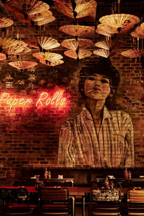 Rock & Roll bar and restaurant- Saigon Suzy on Behance Rock Bar Design, Burger Bar Design, Sushi Restaurant Design, Graffiti Restaurant, Burger Restaurant Design, Izakaya Bar, Sushi Bar Design, Rock And Roll Aesthetic, Chinese Bar