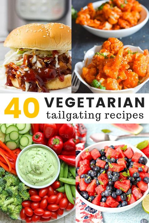 Check out this collection of 40 vegetarian tailgating recipes from some of my favorite bloggers! From BBQ jackfruit sliders to creamy vegan pasta salads, you'll find something perfect for everyone to enjoy at your next game day party. #tailgate #vegetarian #vegan #gameday #appetizers #pastasalad #sliders #tailgating #reciperoundup Vegan Pasta Salads, Vegetarian Super Bowl Food, Jackfruit Sliders, Vegetarian Super Bowl, Vegetarian Party, Vegetarian Party Food, Tailgate Snacks, Creamy Vegan Pasta, Vegan Pasta Salad