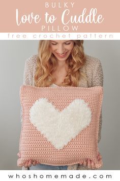 Crochet Heart Pillow, Crochet Pillow Patterns Free, Cuddle Pillow, Foundation Single Crochet, Valentines Pillows, Crochet Heart Pattern, Crochet Pillow Cover, Crochet Cushion Cover, Crochet Pillow Pattern