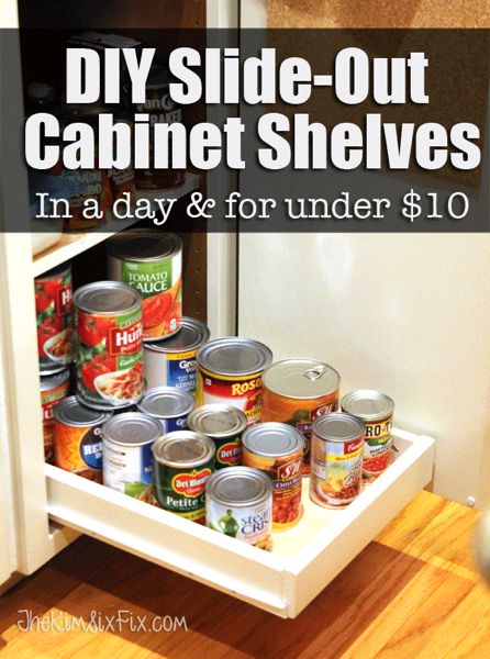 Diy Kitchen Cabinets Build, Diy Pull Out Shelves, Diy Slide, Diy Slides, Cabinet Shelves, Slide Out Shelves, Sliding Shelves, Pull Out Shelves, Home Remodeling Diy