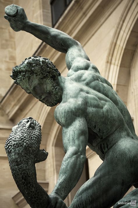 Hercules fighting Achelous, designed by the sculptor Francois Joseph Bosio (1824), Louvre Museum, Paris I Classic Sculpture, Greek History, Greek Sculpture, Louvre Paris, Louvre Museum, Greek Myths, Caravaggio, Sculpture Installation, Figurative Sculpture