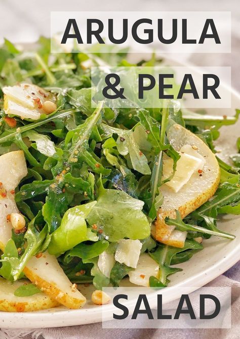 Arugula Pear Salad, Salad With Lemon Vinaigrette, Arugula Recipes, Arugula Salad Recipes, Rocket Salad, Salad With Lemon, Salad Salad, Pear Salad, Easy Pasta Salad