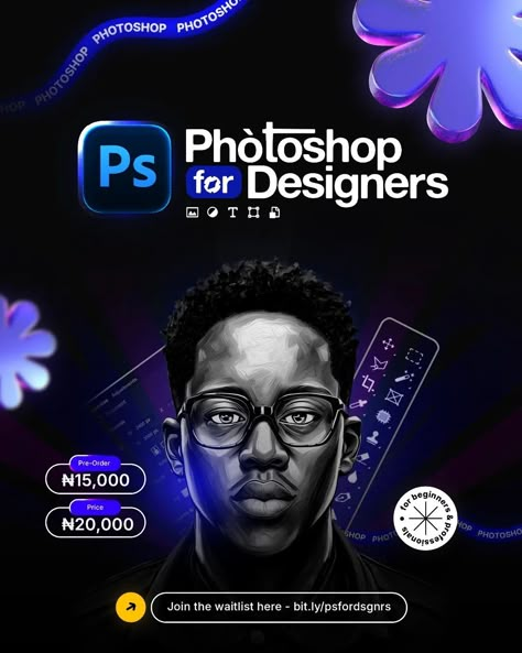 PHOTOSHOP FOR DESIGNERS The PFD course is tailored for graphic designers who are new to Photoshop, and even for professionals, there's a high chance that you'll learn one or two more things to add to your well of knowledge. Now, whether you are a Pixellab designer that recently transitioned to Photoshop or you just started with Photoshop without any prior experience in graphic designing or any software for design then you'll need to get this course. This course has up to 8 distinct modules,... Graphic Design Theme, Photoshop Course, 90s Wallpaper, Merch Design, Instagram Feeds, Nigerian Food, Video Edits, Flyer And Poster Design, Design Theme