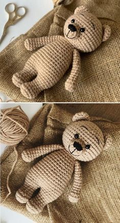 Crochet Softies Free Pattern, Free Amigurumi Patterns Animals, Crochet Robin, Crochet Teddy Bear Pattern Free, Teddy Bear Patterns Free, Bear Patterns Free, Knitted Teddy Bear, Crochet Toys Free, Crochet Teddy Bear Pattern