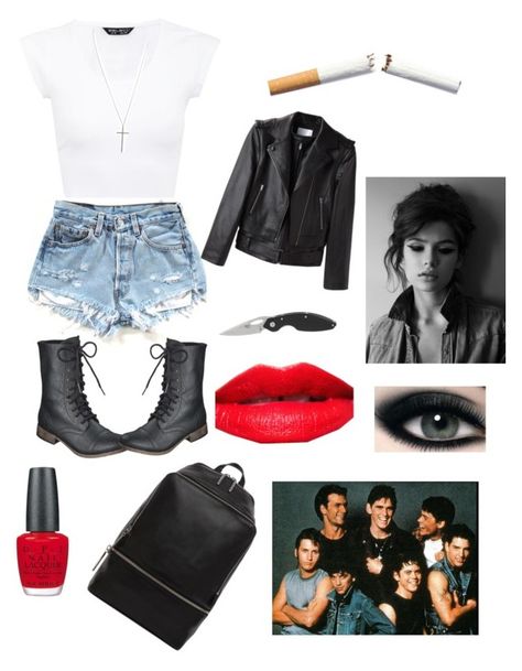 "Greasers (outsiders)" by buddybowl ❤ liked on Polyvore featuring Mossimo Supply Co., Alexander Wang, Urban Decay, Max Factor, 3.1 Phillip Lim and OPI Female Greaser Outfit, Greasers Outfit Girl, Female Greaser, Greaser Girl Costume, Outsider Outfits, Greaser Girl Outfit, Outsiders Outfits, Girl Greaser Outfit, Greaser Outfit